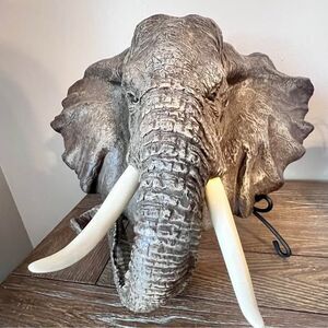 RARE Exotic Polyresin African Elephant Head Wall Mount Sculpture Realistic